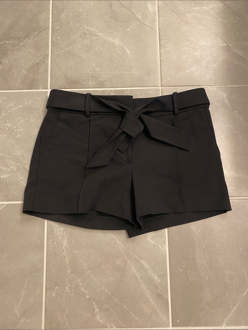 LOFT Black High-Waist Tie-Front Dress Shorts